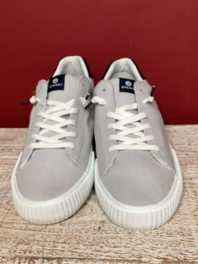 Sperry Light Gray Canvas Low-Top Sneakers White Rubber Sidewall & Black Heel